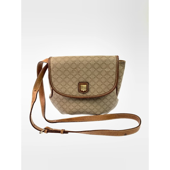 Celine Macadam Pattern Shoulder Bag Beige - Picture 1 of 14